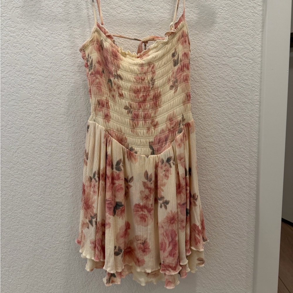 Garage Cream Floral Smocked Cami Dress